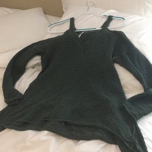Army green off the shoulder sweater